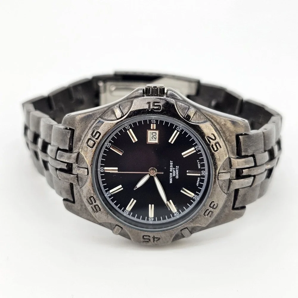 Men's‎ Watch 40MM Black Dial Date Black Bracelet Band 8.5